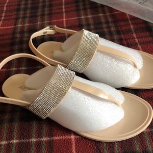 ALDO Nude Jeweled Thong Sandals